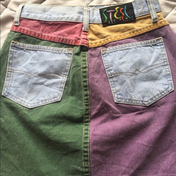multi colored jean skirt